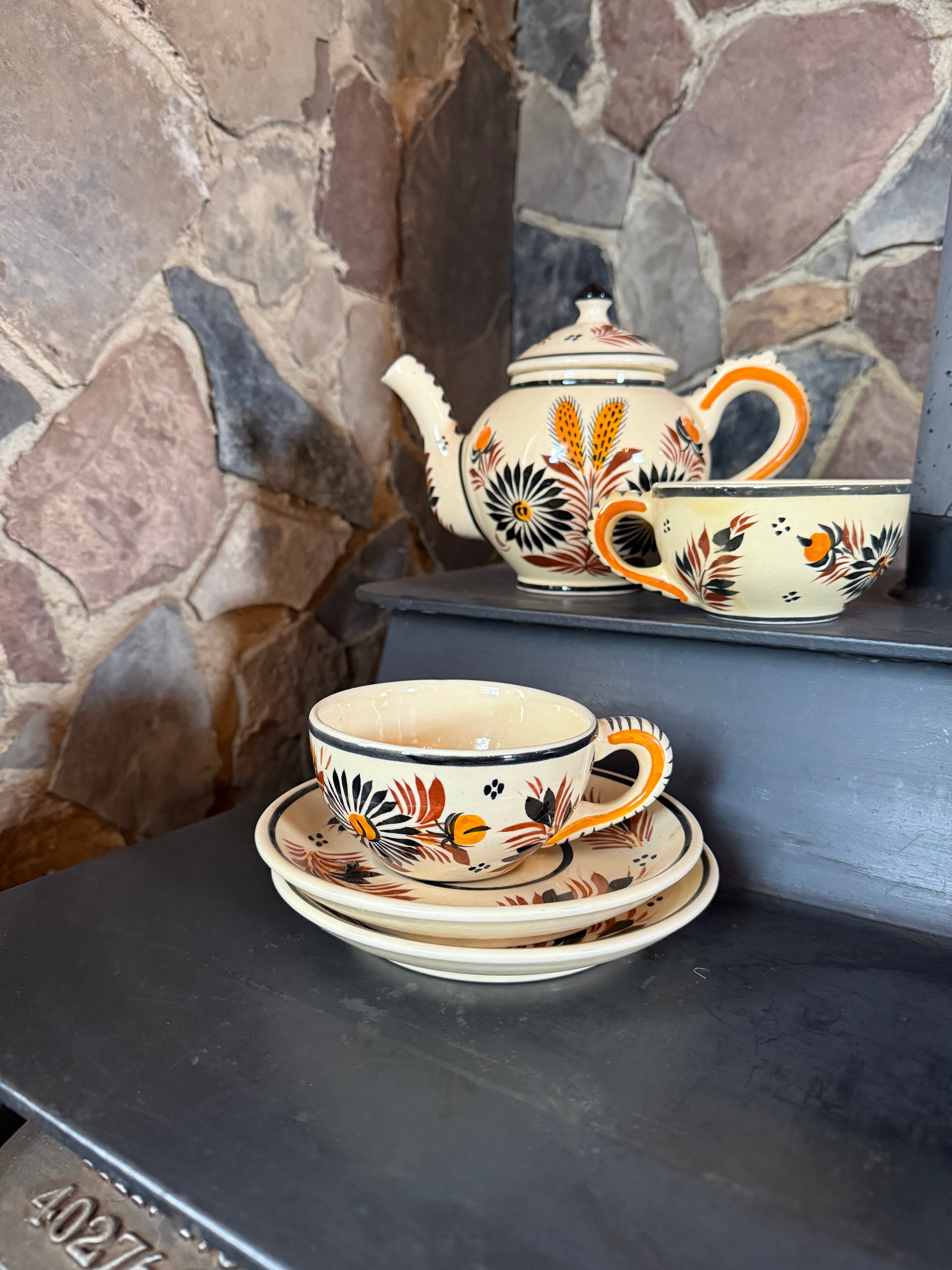 Antique HB Quimper Tea Set