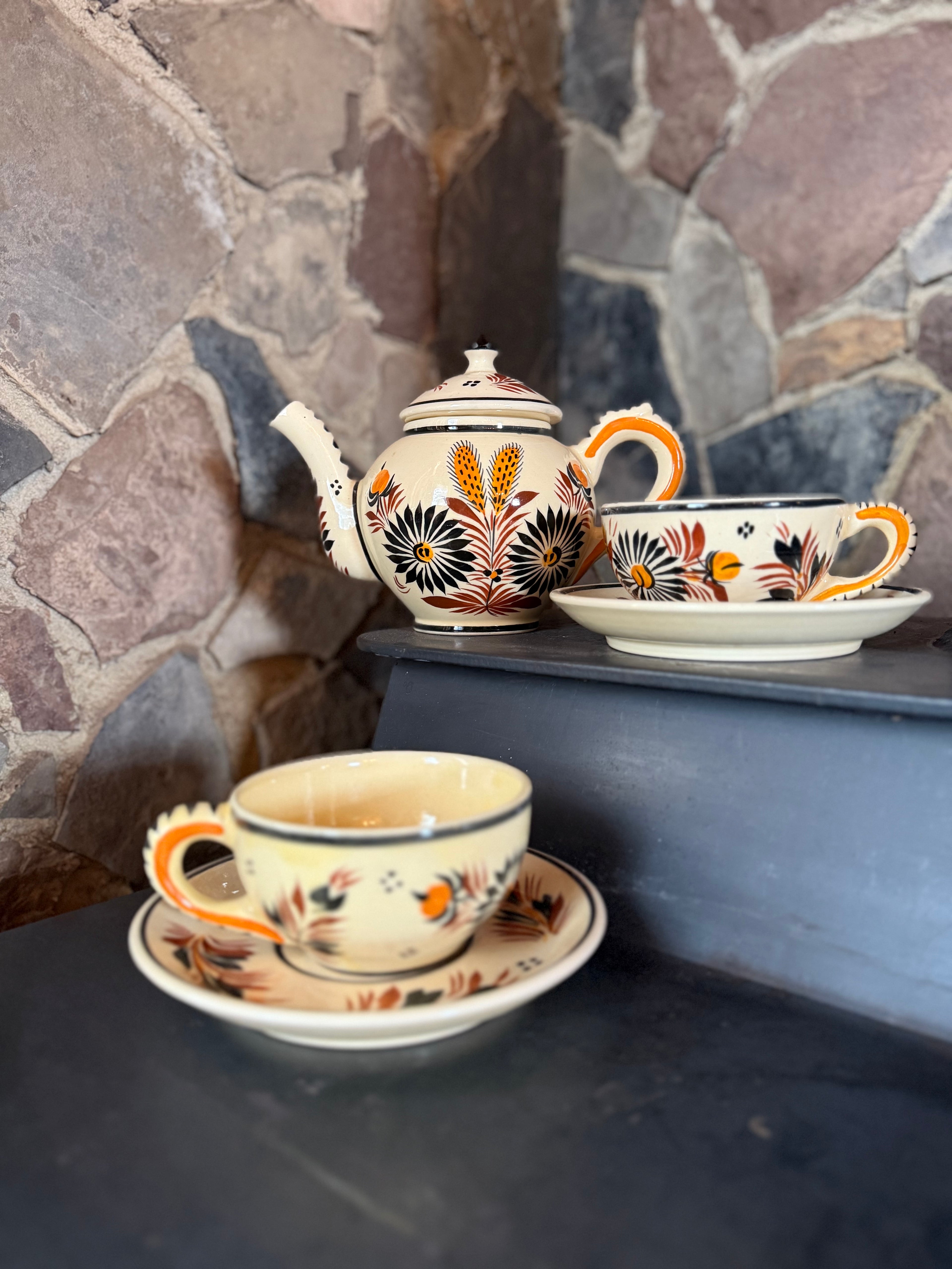 Antique HB Quimper Tea Set