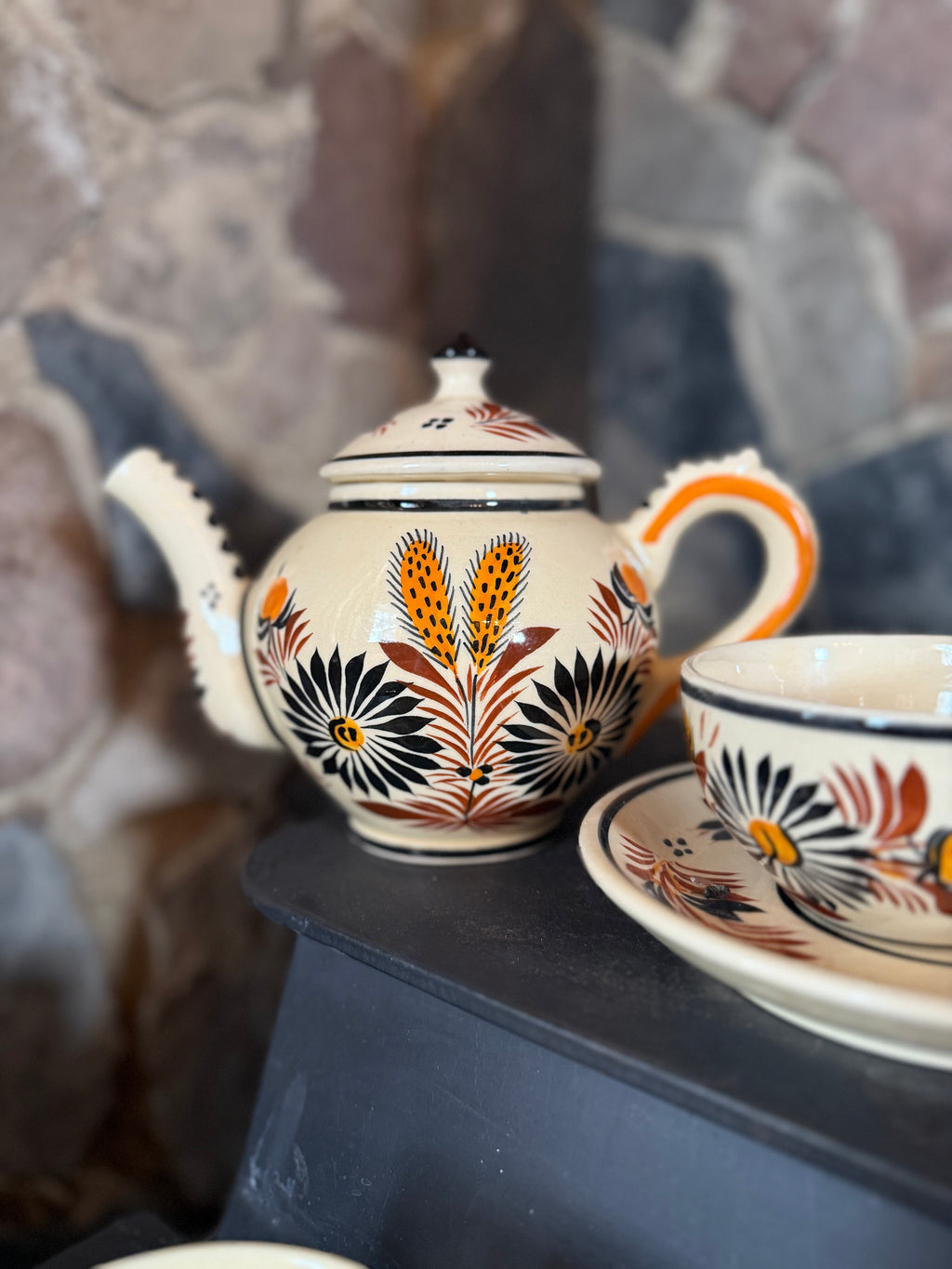 Antique HB Quimper Tea Set