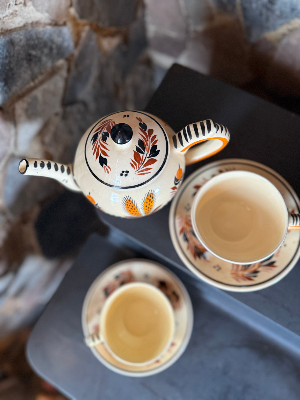 Antique HB Quimper Tea Set