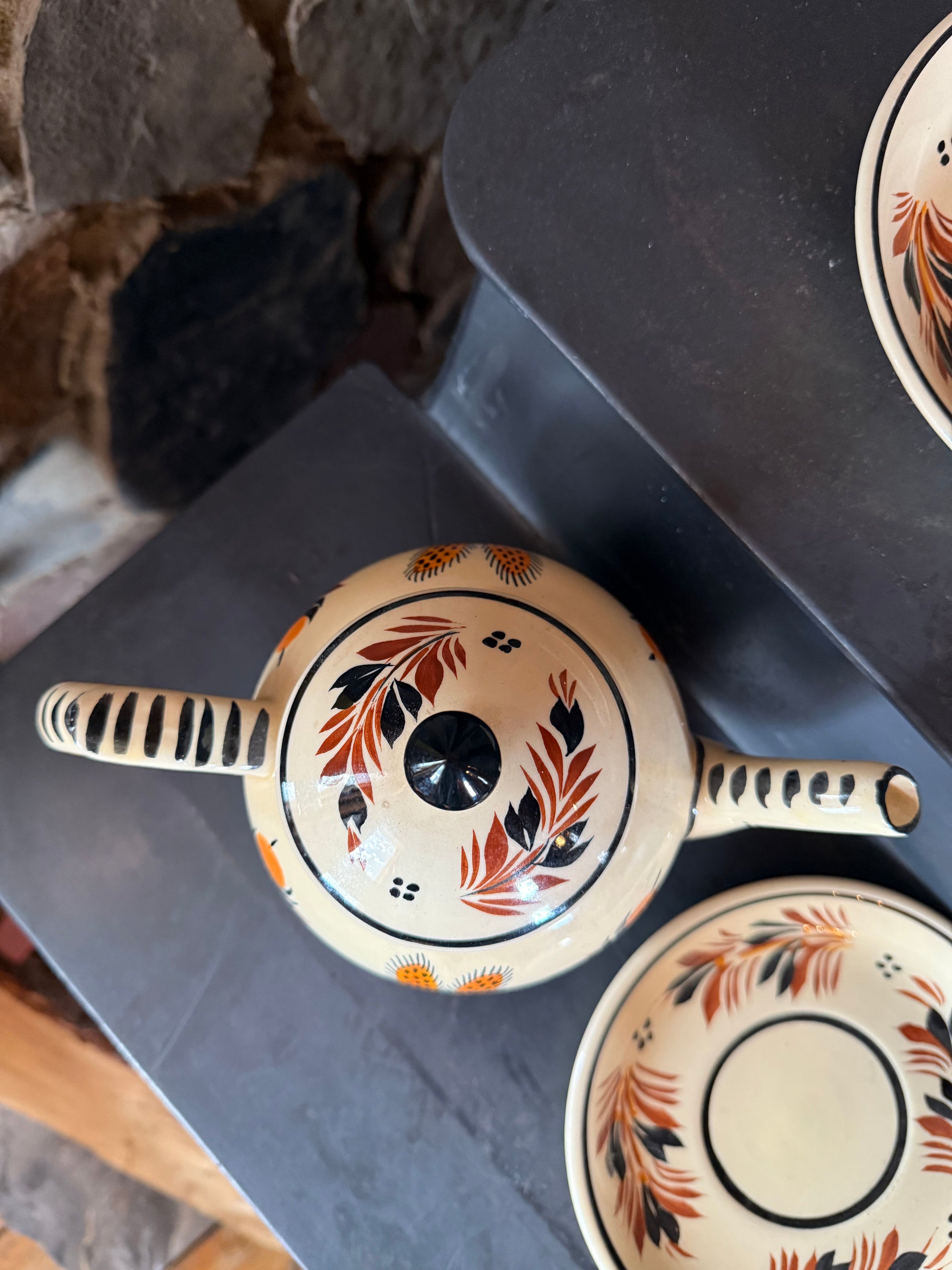 Antique HB Quimper Tea Set