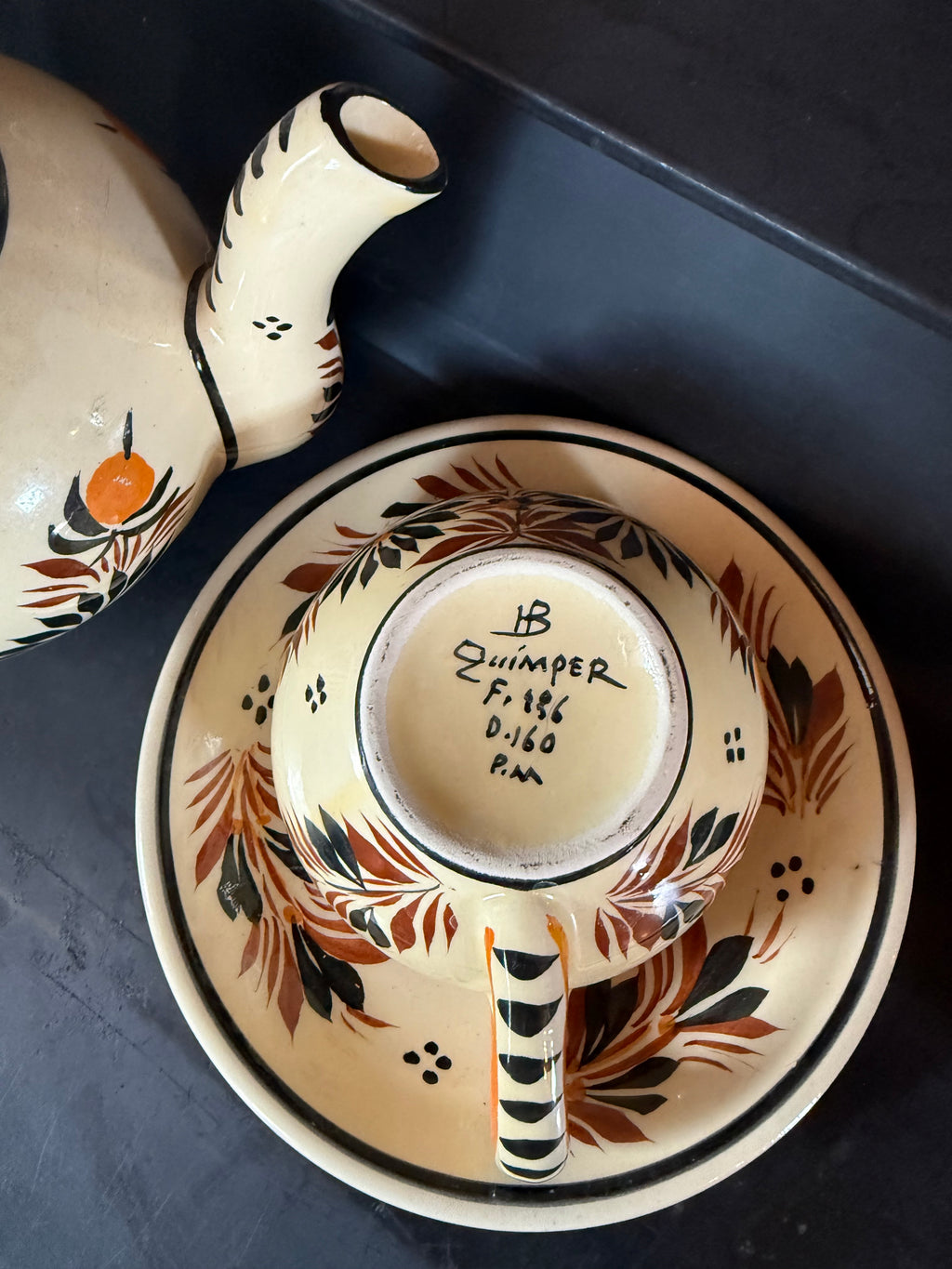 Antique HB Quimper Tea Set