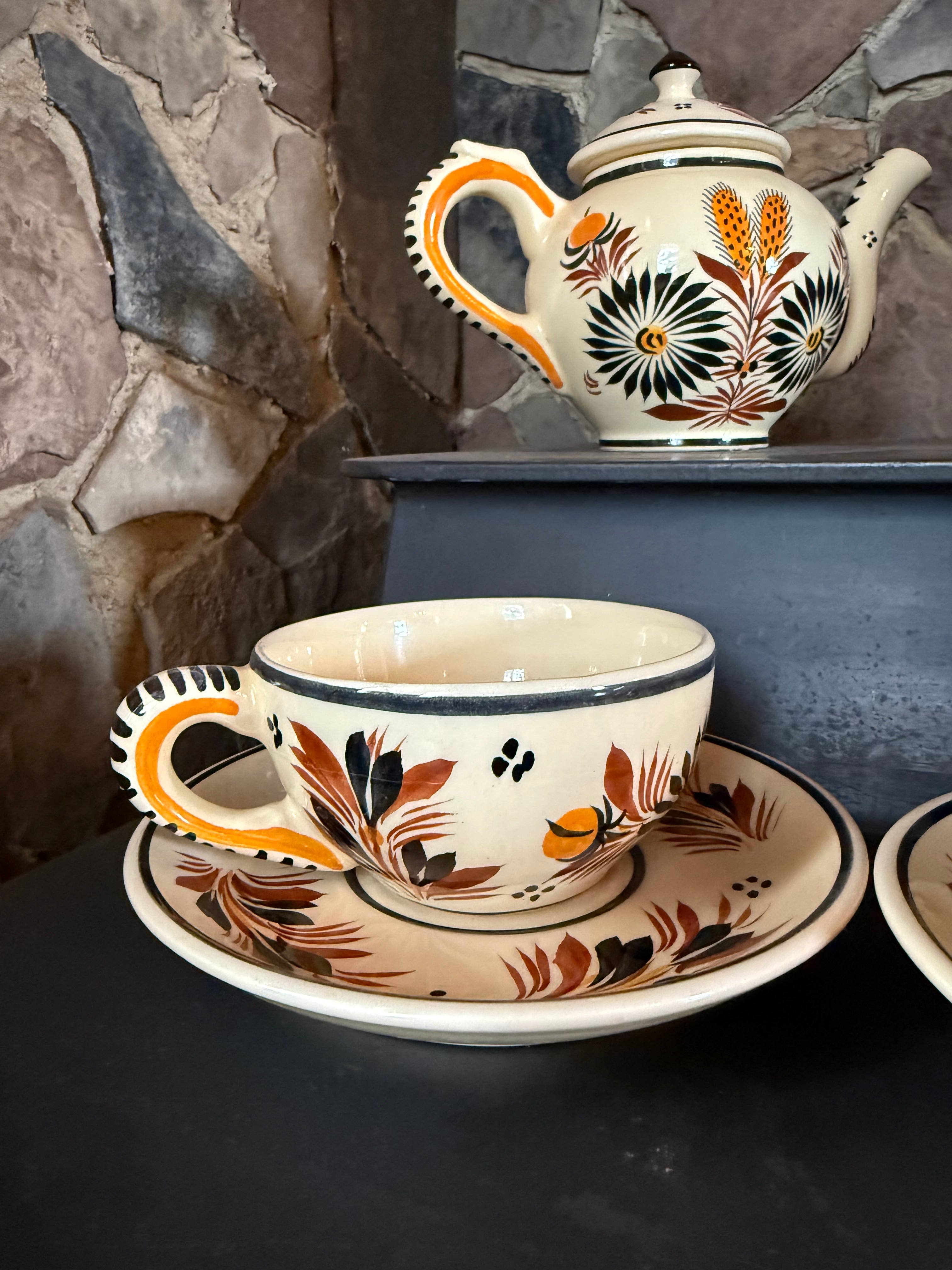 Antique HB Quimper Tea Set